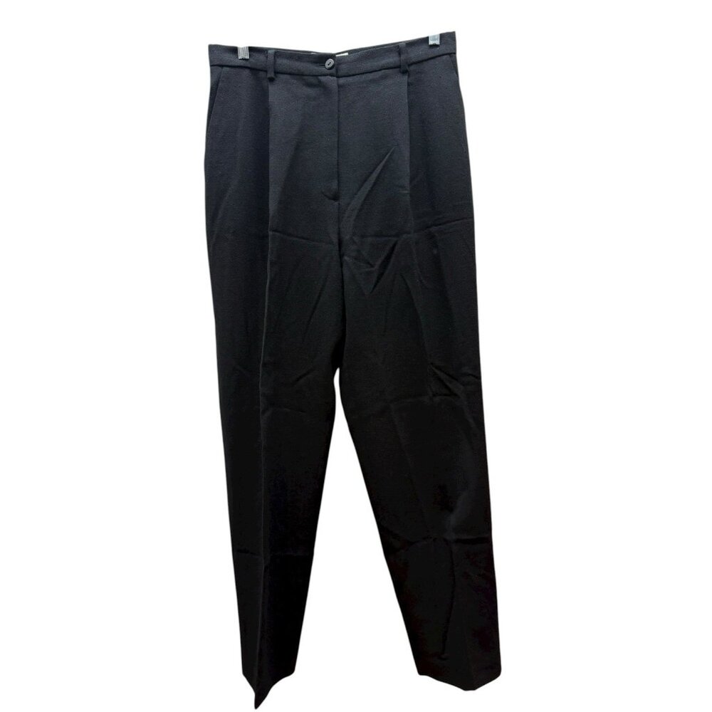 Charles Glueck Pants Women's Black Wool Pleated Lined Focus 2000 Size 12